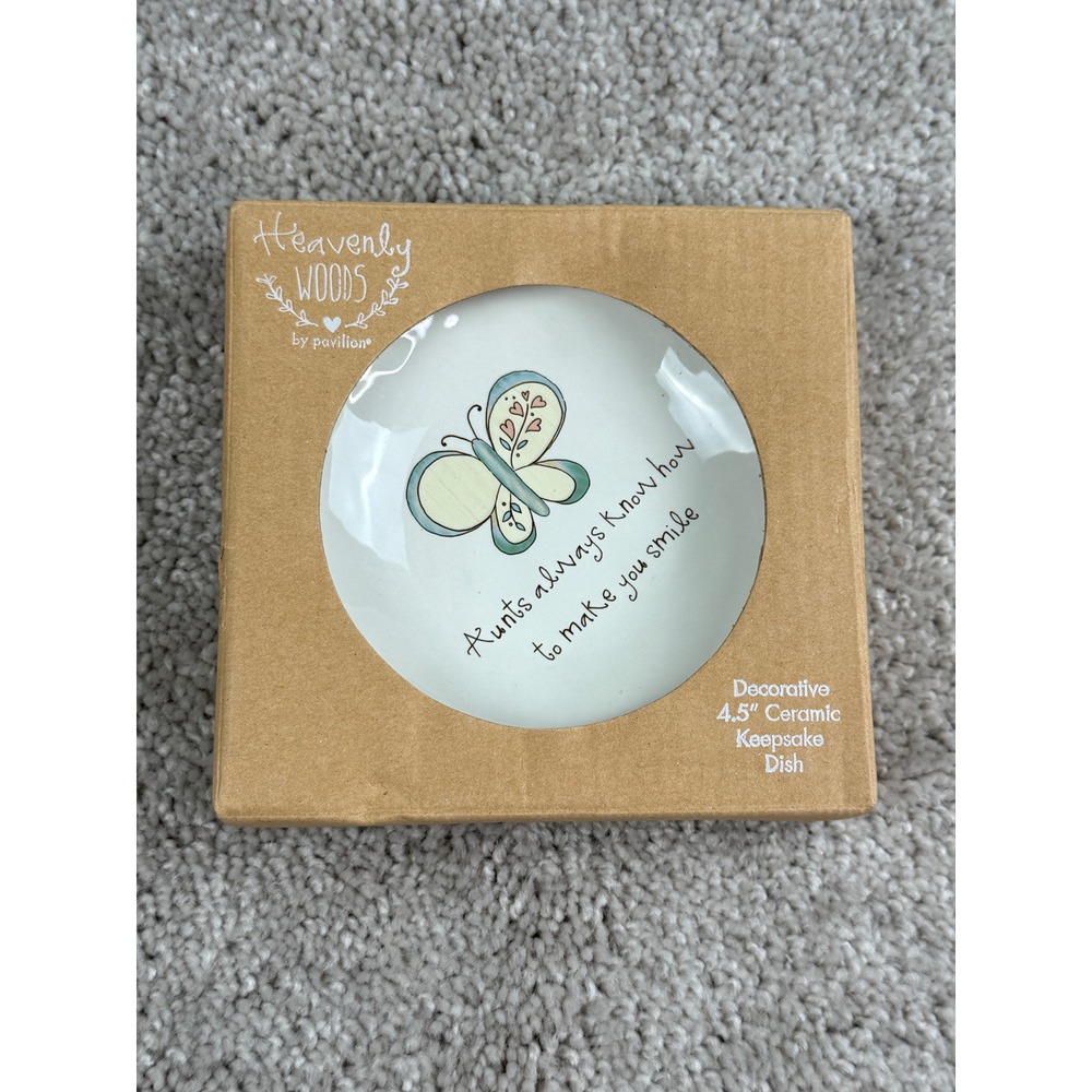 Heavenly Woods by Pavilion Aunt Keepsake Dish Butterfly 4.5" Ceramic